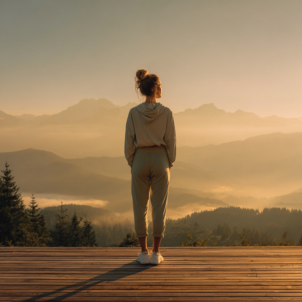 Жінка практикує йогу на природі